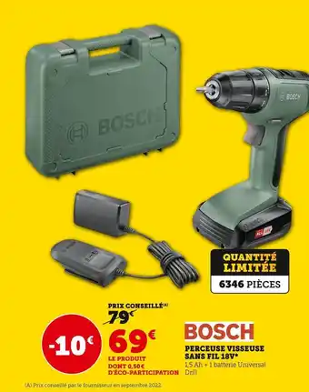 Hyper U Bosch perceuse visseuse sans fil 18v* offre