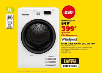 Hyper U Whirlpool seche-linge pompe a chaleur 8 kg offre