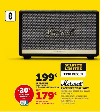 Hyper U Marshall enceinte de salon offre