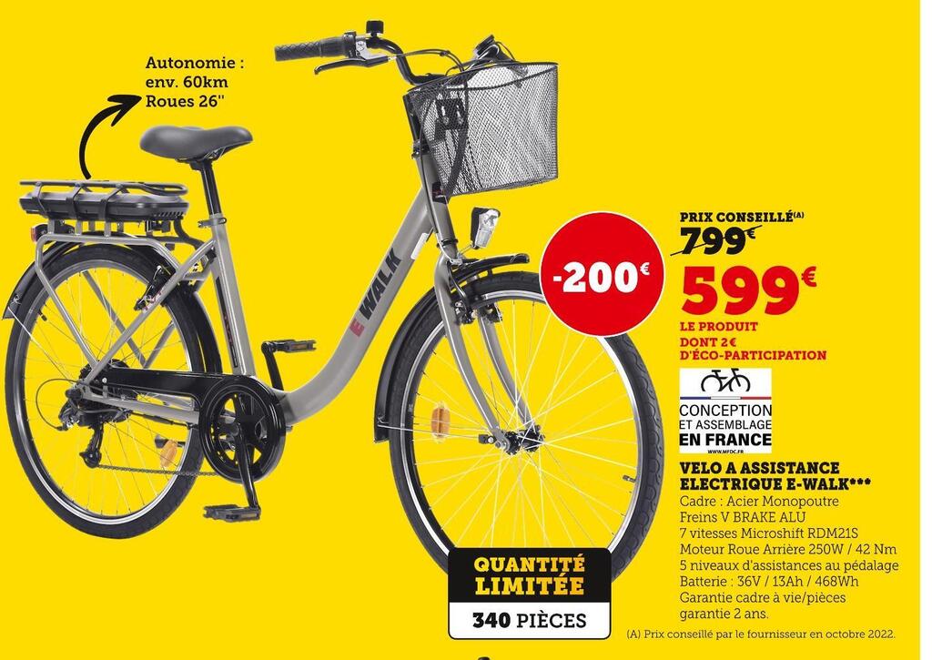 Promo Ewalk velo a assistance electrique chez Hyper U