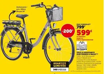 Hyper U E-walk velo a assistance electrique offre