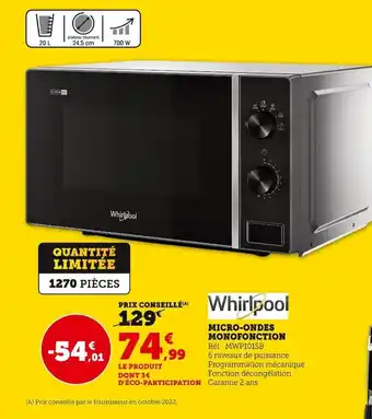 Super U Micro-Ondes Monofonction offre