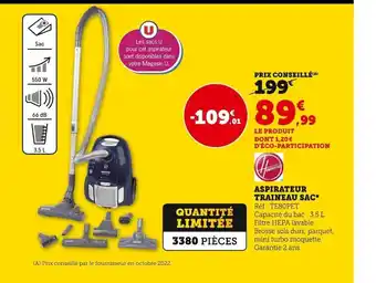Super U Aspirateur Traineau Sac offre
