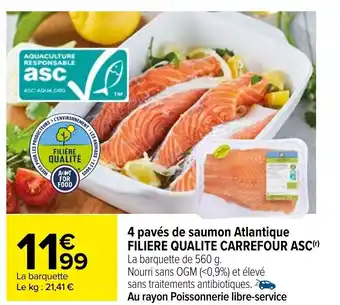 Carrefour 4 Paves De Saumon Atlantiqe Filiere Qualite Carrfour Asc offre