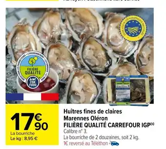 Carrefour Huitres Fines De Claires Marennes Oleron Filiere Qualite Carrefour IGP offre