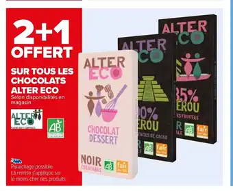 Carrefour Sur tous Les Chocolats Alter Eco offre