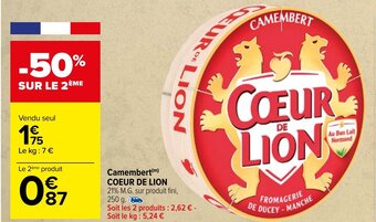 Carrefour Camembert Coeur De Lion offre