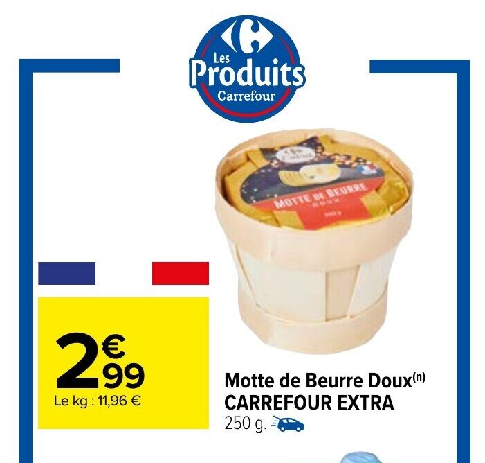 Promo Motte De Beurre Doux Carrefour Extra chez Carrefour