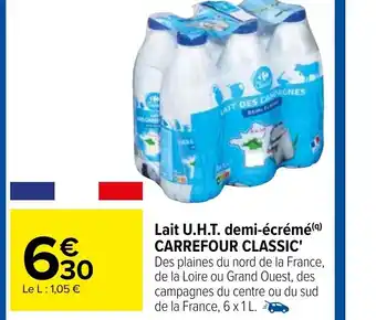 Carrefour Lait U.H.T. Demi-ecreme Carrefour Classic offre