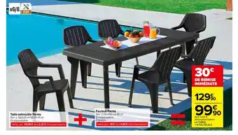 Carrefour Table Extensible Parma, Fauteuil Parma offre