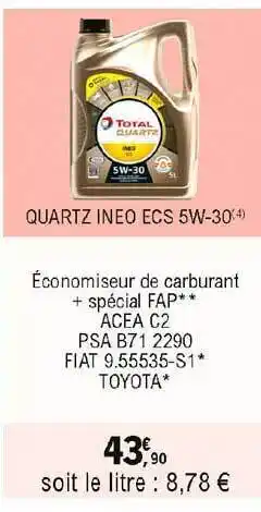 E.Leclerc L'Auto Quartz Ineo Ecs 5w-30 Total offre