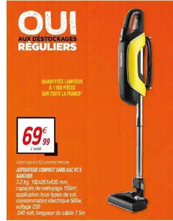 Netto Aspirateur Compact Sans Sac Vc5 Kärcher offre