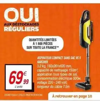 Netto Aspirateur Compact Sans Sac Vc 5 Kärcher offre