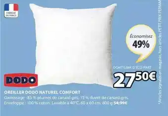 JYSK Oreiller Dodo Naturel Comfort offre