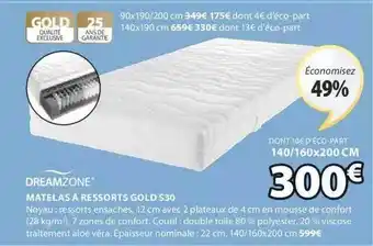 JYSK Matelas à Ressorts Gold S30 Dreamzone offre