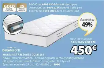 JYSK Matelas à Ressorts Gold S55 Dreamzone offre