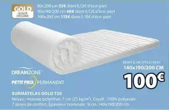 JYSK Surmatelas Gold T20 Dreamzone offre
