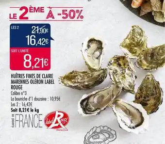 Match Huîtres Fines De Claire Marennes Oléron Label Rouge offre