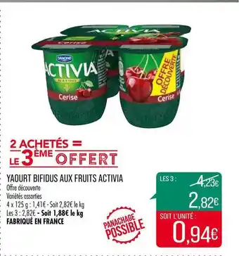 Match Yaourt Bifidus Aux Fruits Activia offre