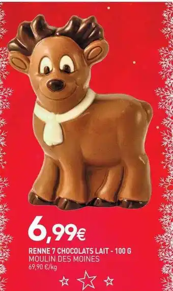 naturéO Renne 7 chocolats lait moulin des moines - 100 g offre