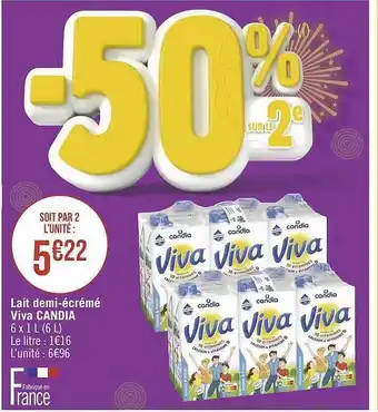 Géant Casino Lait demi-écrémé viva candia offre