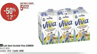Géant Casino Lait demi-écrémé viva candia offre
