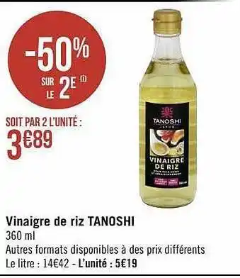 Géant Casino Vinaigre de riz tanoshi offre