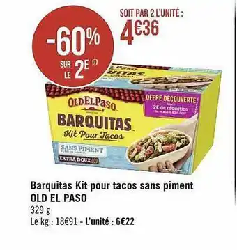 Géant Casino Barquitas kit pour tacos sans piment old el paso offre