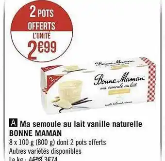 Ma semoule au lait vanille naturelle bonne maman