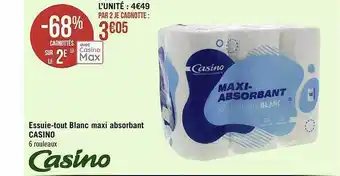 Géant Casino Essuie-tout blanc maxi absorbant casino offre