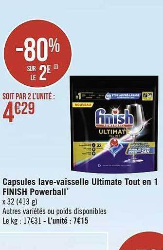 Géant Casino Capsules lave-vaisselle ultimate tout en 1 finish powerball offre