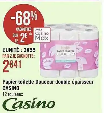 Géant Casino Papier toilette douceur double épaisseur casino offre