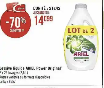 Géant Casino Lessive liquide ariel power original offre
