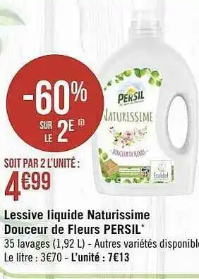 Géant Casino Lessive liquide naturissime douceur de fleurs persil offre