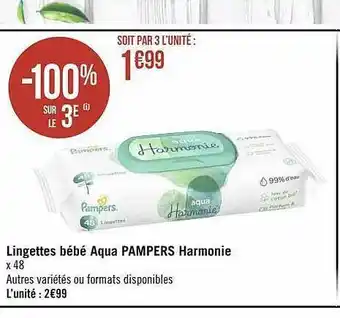 Lingettes bébé aqua pampers harmonie