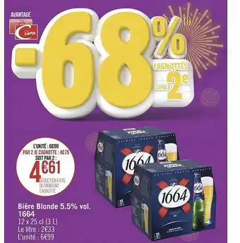 Géant Casino Bière blonde 5.5% vol. 1664 offre