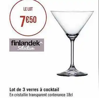 Géant Casino Lot de 3 verres à cocktail finlandek sélection offre