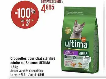 Géant Casino Croquettes pour chat stérilisé adulte au saumon ultima offre