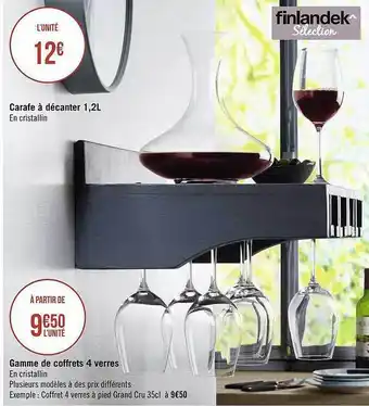 Géant Casino Carafe à décanter 1,2l, gamme de coffrets 4 verres offre