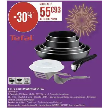 Géant Casino Set 10 pièces ingenio essential tefal offre