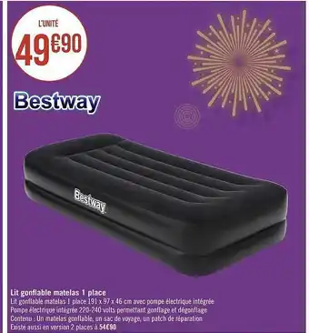 Géant Casino Lit gonflable matelas 1 place bestway offre