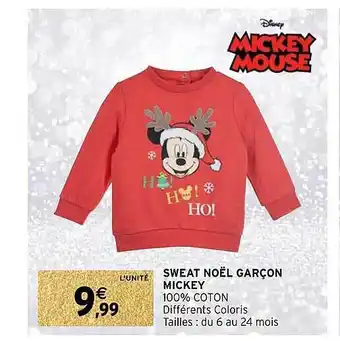 Intermarché Sweat noël garçon mickey offre