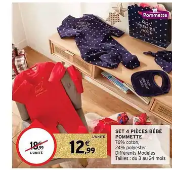 Intermarché Set 4 pièces bébé pommette offre