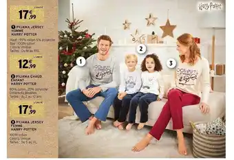 Intermarché Pyjama jersey homme harry potter, pyjama chaud enfant harry potter, pyjama jersey femme harry potter offre
