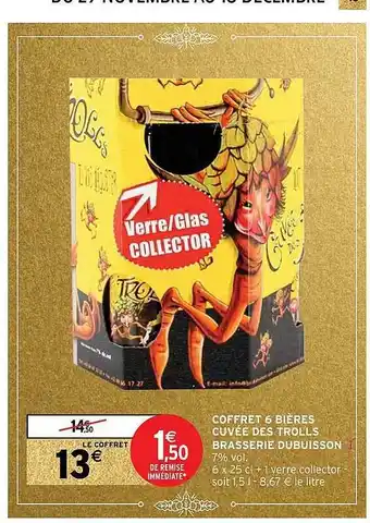 Intermarché Coffret 6 bières cuvée des trolls brasserie dubuisson offre