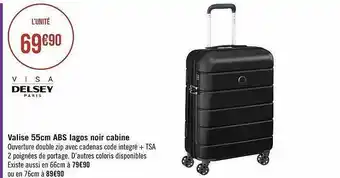 Géant Casino Valise 55 cm abs lagos noir cabine visa delsey paris offre