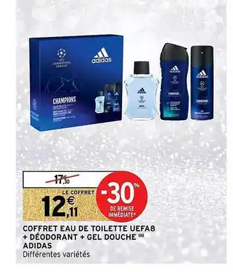 Intermarché Coffret eau de toilette uefa8 + déodorant + gel douche adidas offre
