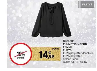 Intermarché Blouse plumetis nœud femme eldys offre