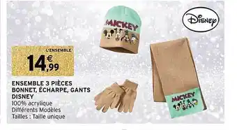 Ensemble 3 pièces bonnet, écharpe, gants disney