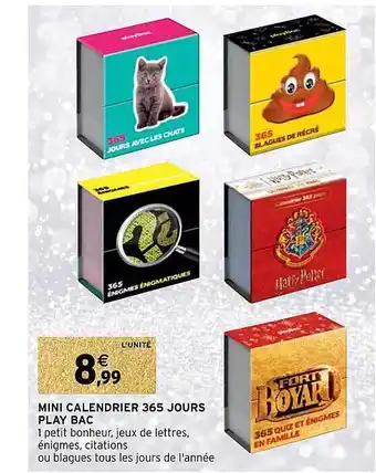 Intermarché Mini calendrier 365 jours play bac offre